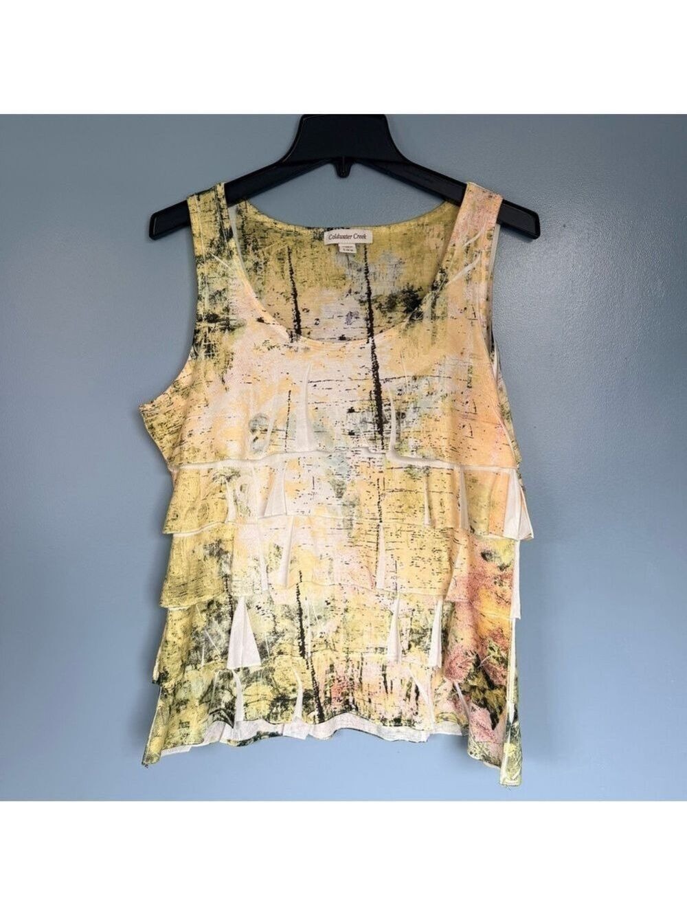 *5 for $45* Coldwater Creek Yellow and Black Abstract Tank Top Large